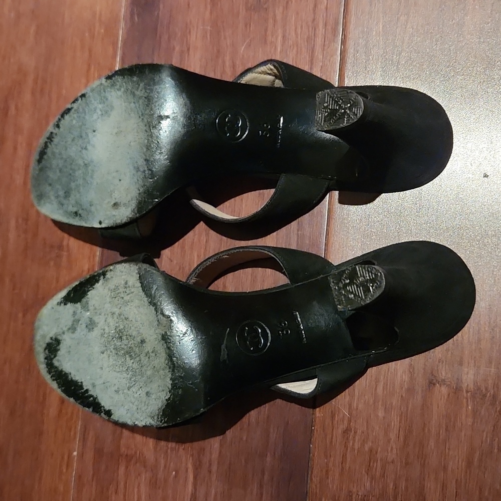 Chanel Black Suede Sandals Slides Mules Shoes 36 - Picture 4 of 8